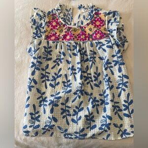 THML Blue and White Patterned Top